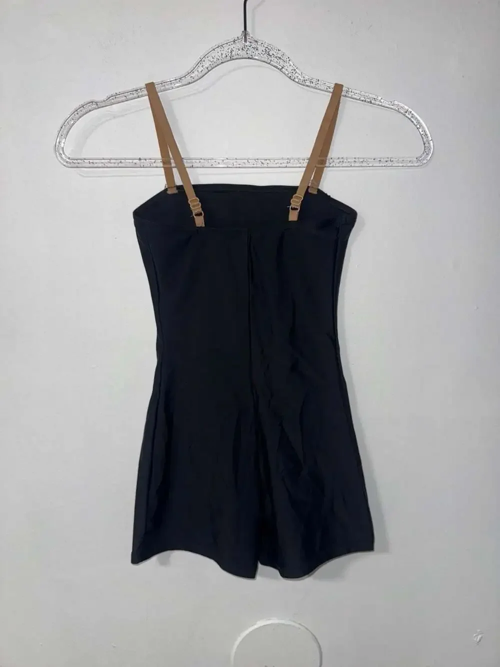 Nوبتricals Theatricals Black Unitard Bodysuit with Tan Straps